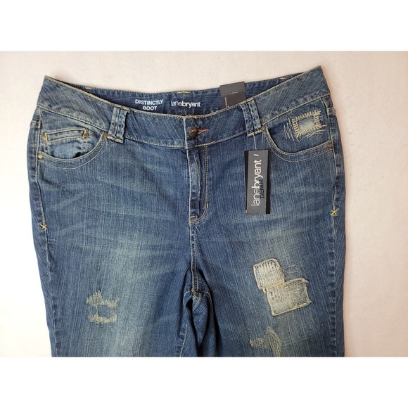 Lane Bryant Distinctly Boot Cut Jeans Sz 20 Patchwork Distressed Stretch NWT - Picture 6 of 12